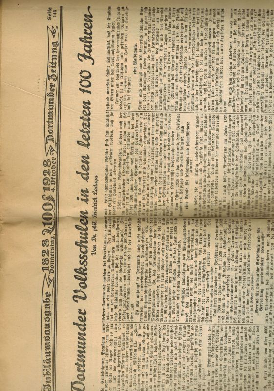 Dortmunder Zeitung  Jubiläumsausgabe der Dortmunder Zeitung 1828 bis 4.Oktober 1928 