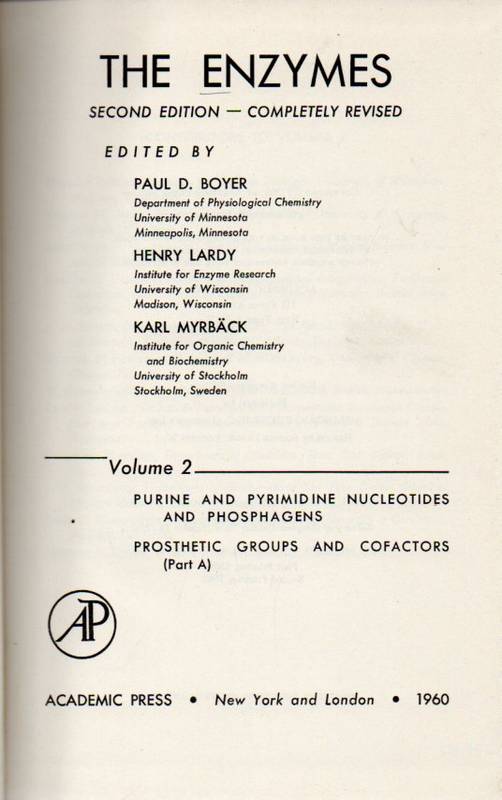 Boyer,Paul D.and Henry Lardy and Karl Myrbäck  The Enzymes Volume 2 