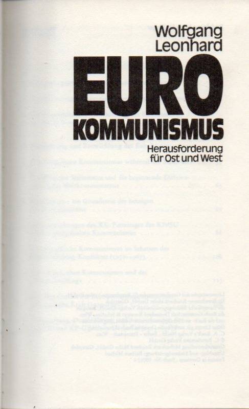 Leonhard,Wolfgang  Euro-Kommunismus 