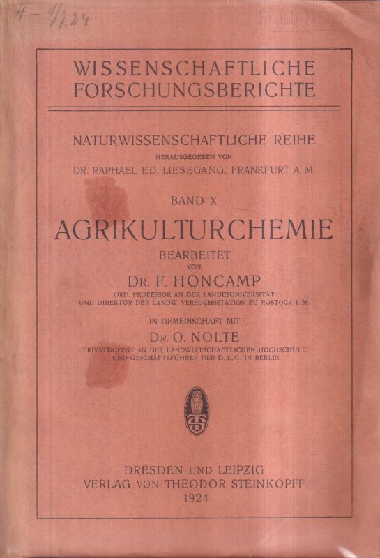 Honcamp,F.+O.Nolte  Agrikulturchemie 