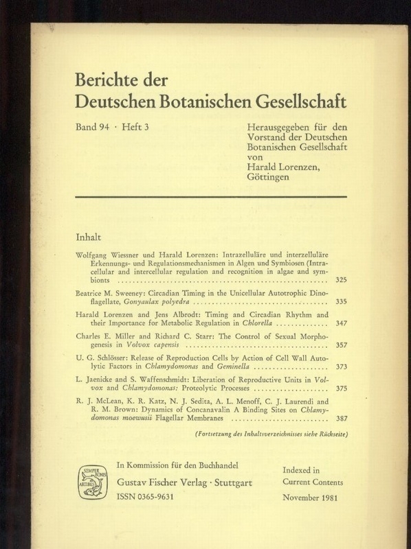 Deutsche Botanische Gesellschaft  Band 94.Jahrgang 1981 Heft 1/2 bis 4 (3 Hefte) komplett 
