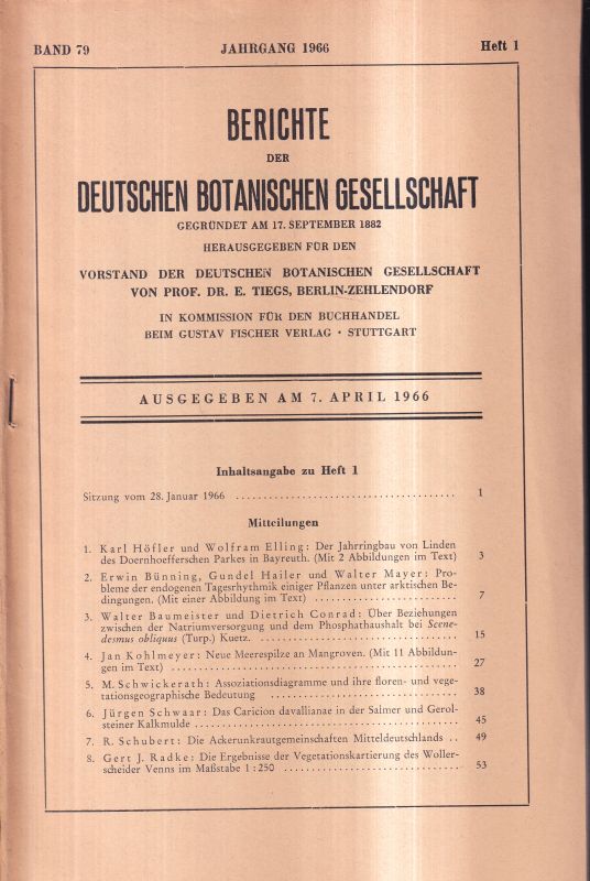 Deutsche Botanische Gesellschaft  Band 79.Jahrgang 1966.Heft 1,2 und 7-12 (8 Hefte) 