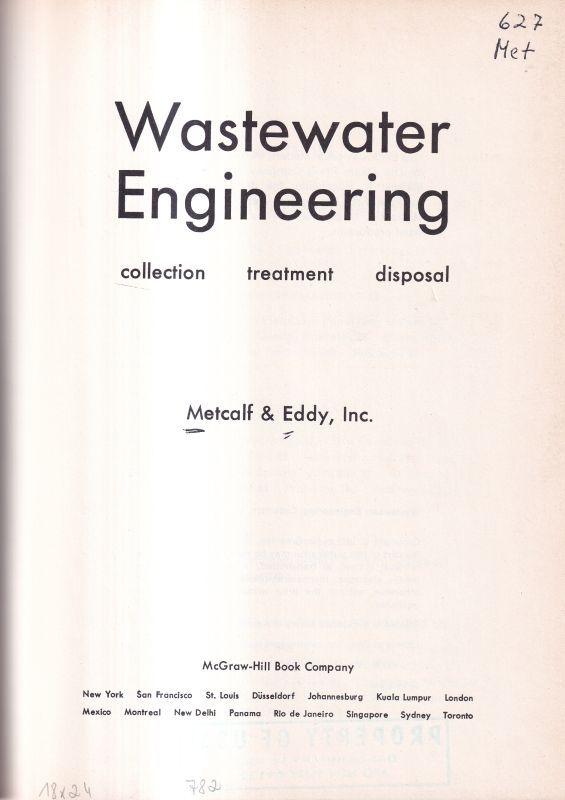 Wastewater Engineering  collection treatment disposal 