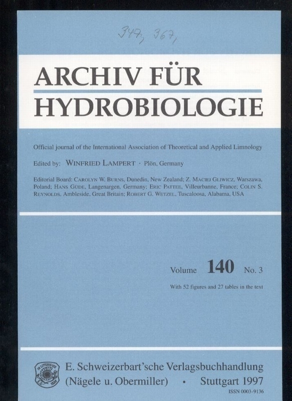 Archiv für Hydrobiologie  Vol. 140, No. 1-4 (4 Hefte) 