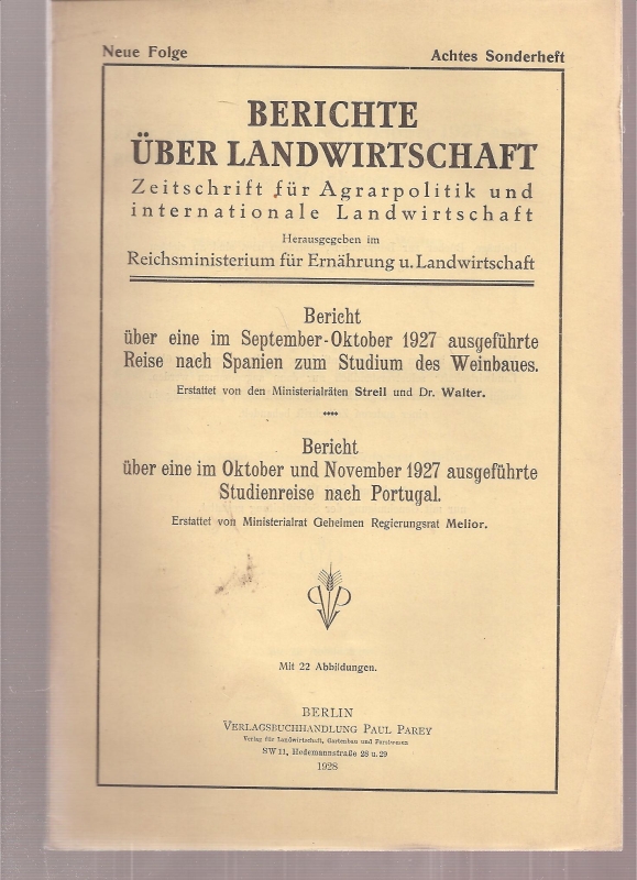 Berichte über Landwirtschaft  Bericht über eine im September-Oktober 1927 ausgeführte Reise nach 