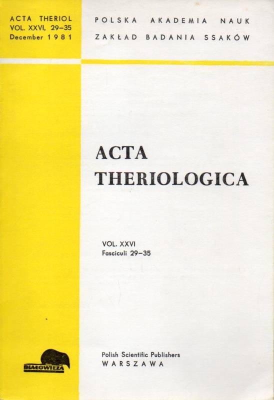 Acta Theriologica  Acta Theriologica Volume XXVI 1981, 29-35 (1 Heft) 