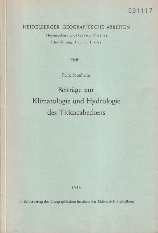 Monheim,Felix  Beiträge zur Klimatologie und Hydrobiologie des Titicacabeckens 