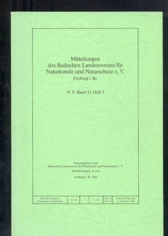 Badischer Landesverein für Naturkunde  Mitteilungen des Badischen Vereins N.F. Band 13, Heft 1-3/4 (3 Hefte) 