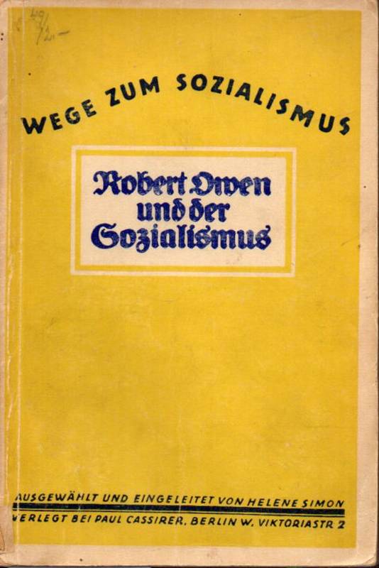 Simon,Helene  Robert Owen und der Sozialismus 