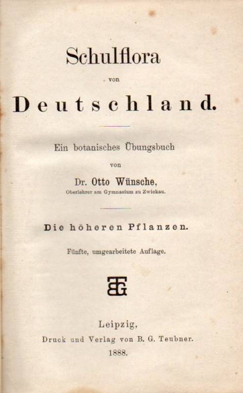 Wünsche,Otto  Schulflora von Deutschland 