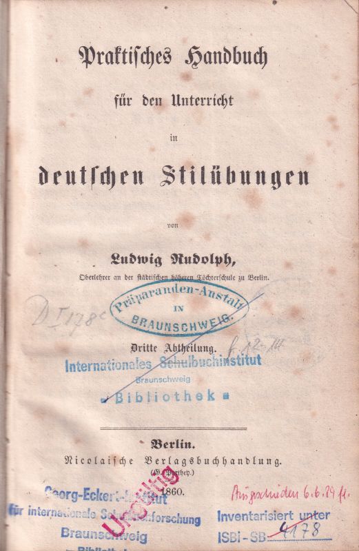 Rudolph,Ludwig  Praktisches Handbuch für den Unterricht in deutschen Stilübungen 