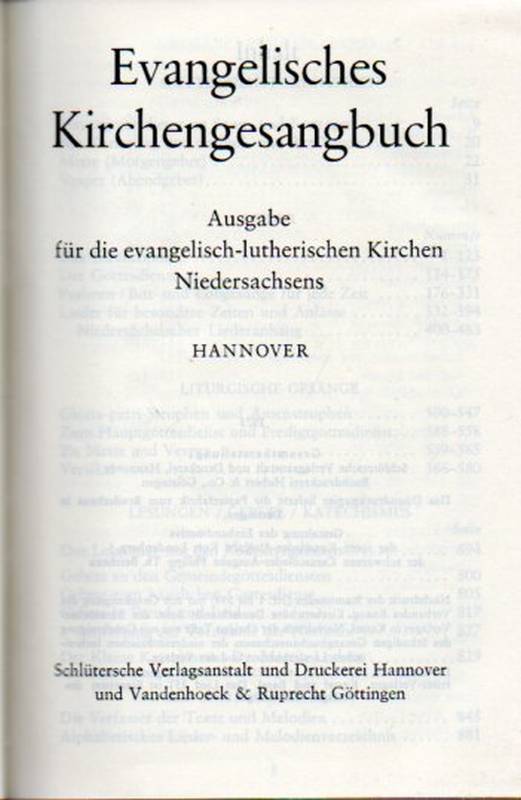 Evangelisch-lutherische Kirche Niedersachsens  Evangelisches Kirchengesangsbuch 