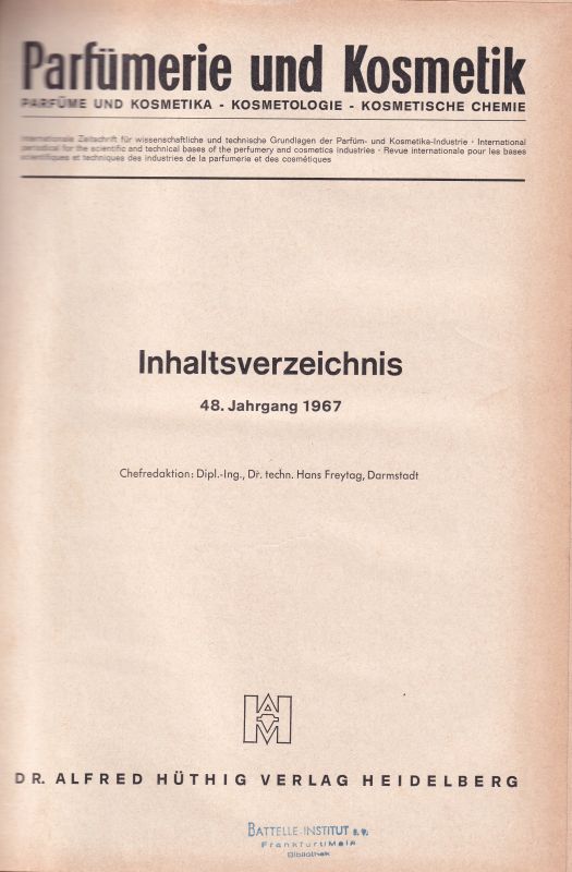 Parfümerie und Kosmetik  Parfümerie und Kosmetik 48.Jahrgang 1967 