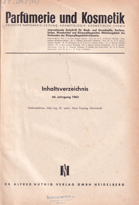 Parfümerie und Kosmetik  Parfümerie und Kosmetik 44.Jahrgang 1963 