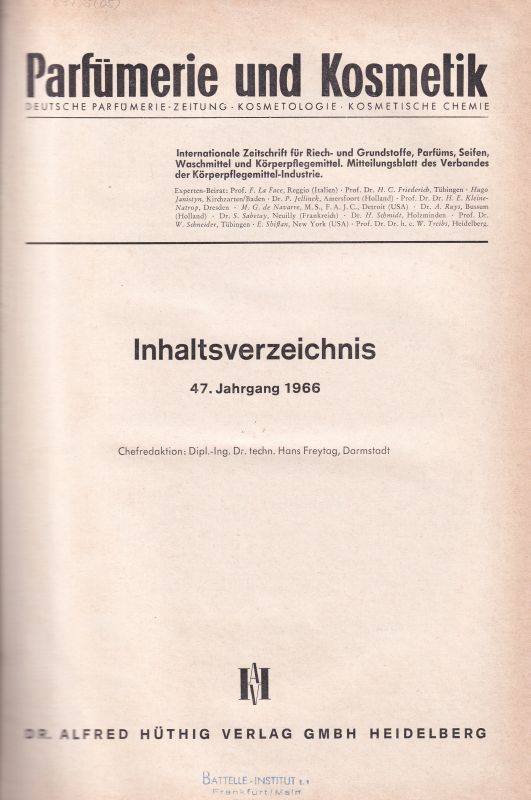 Parfümerie und Kosmetik  Parfümerie und Kosmetik 47.Jahrgang 1966 
