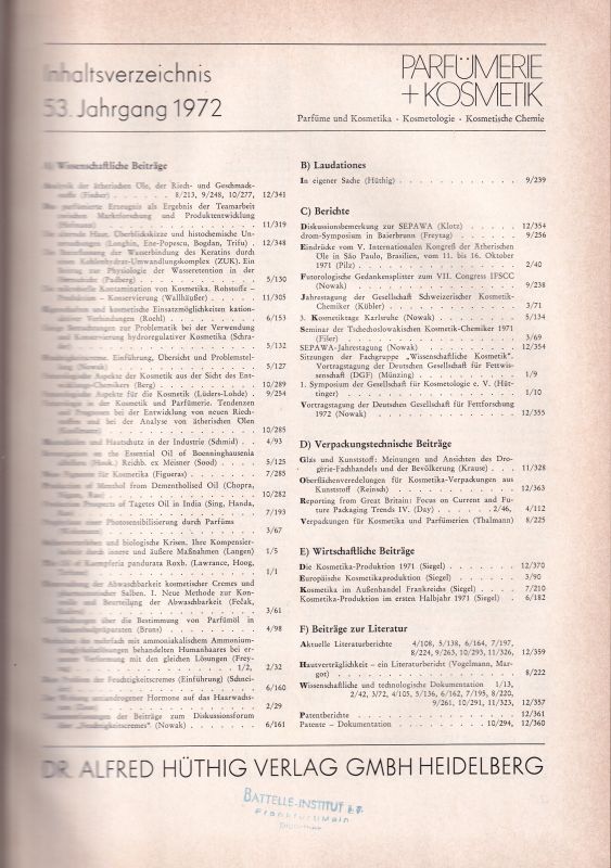 Parfümerie und Kosmetik  Parfümerie und Kosmetik 53.Jahrgang 1972 