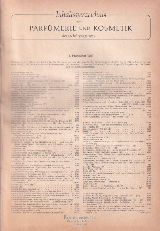 Parfümerie und Kosmetik  Parfümerie und Kosmetik 35.Jahrgang 1954 und 36.Jahrgang 1955 