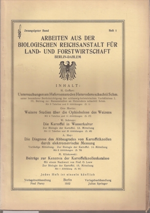 Biologische Reichsanstalt für Land-und Forstwirt  20.Band 1932,Heft 1 
