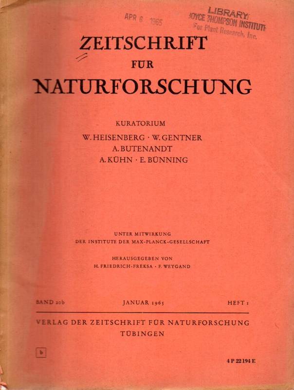 Zeitschrift für Naturforschung  Zeitschrift für Naturforschung Band 20 b Januar bis Dezember 1965 