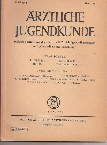 Ärztliche Jugendkunde  55.Jahrgang 1964/65.Heft 11/12 (1 Heft) 