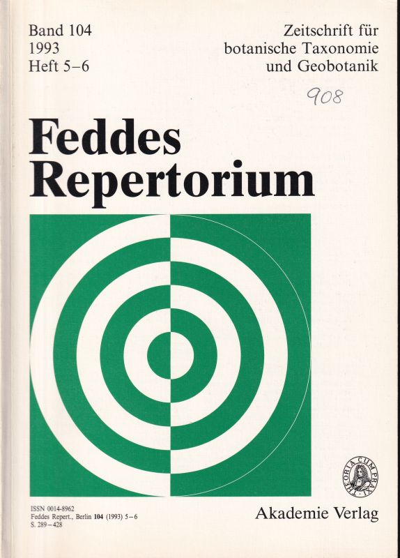 Feddes Repertorium  Feddes Repertorium Band 104, 1994 Heft 5-6 (1 Heft) 
