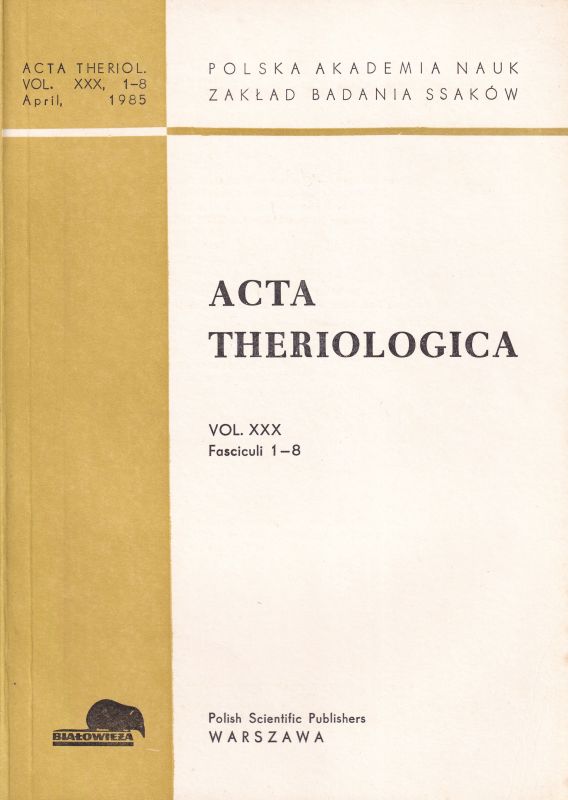 Acta Theriologica  Acta Theriologica Volume XXI. 1985 No.1 bis 31 (3 Hefte) 