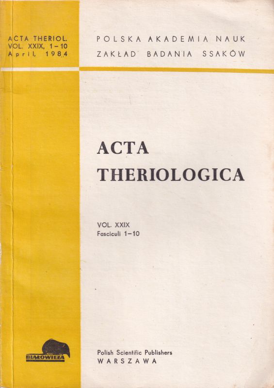 Acta Theriologica  Acta Theriologica Volume XXIX. 1984 No.1 bis 36 (3 Hefte) 