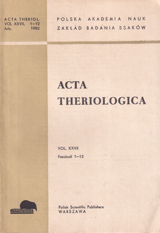 Acta Theriologica  Acta Theriologica Volume XXVII. 1982 No.1 bis 37 (3 Hefte) 