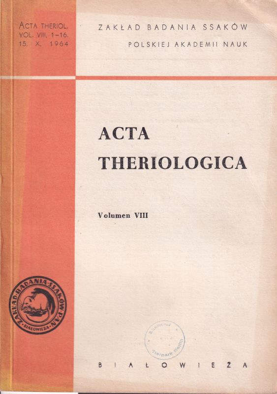 Acta Theriologica  Acta Theriologica Volume VIII. 1964 (1 Heft) 