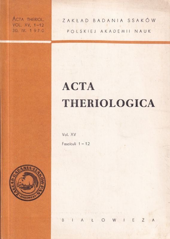 Acta Theriologica  Acta Theriologica Volume XV. 1970 No. 1-12 (1 Heft) 