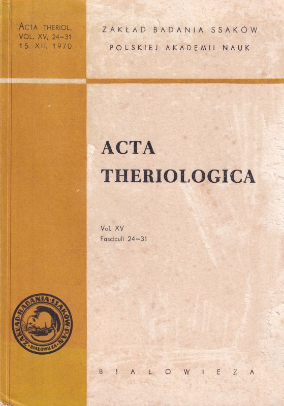Acta Theriologica  Acta Theriologica Volume XV. 1970 No. 24-31 (1 Heft) 