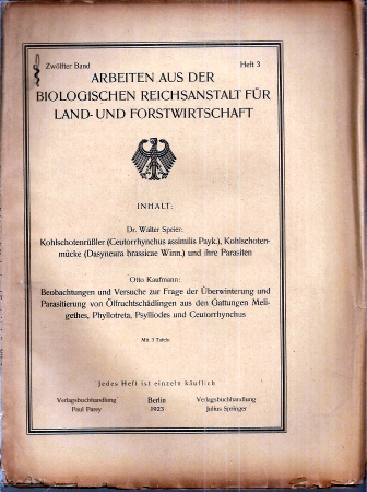 Speier,Walter+Otto Kaufmann  Kohlschotenrüßler (Ceutorrhynchus assimilis Payk.), Kohlschotenmücke 