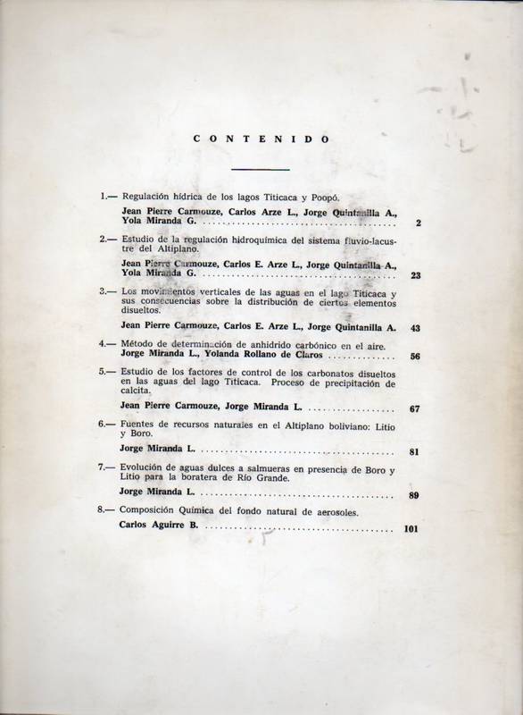 Universidad Mayor de San Andres  Revista Boliviana de Quimica Volume 2, No. 1, 1978 