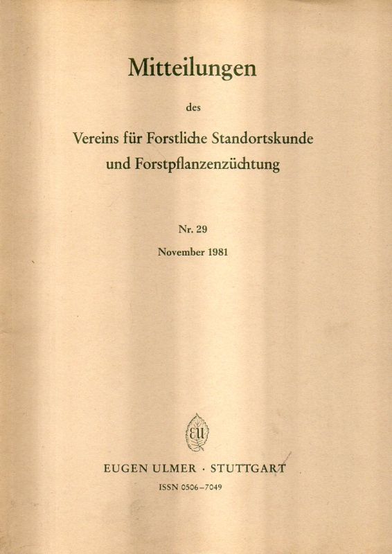 Verein für Forstliche Standortskunde  Mitteilungen Nr. 29. 1981 