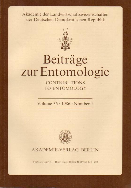 Beiträge zur Entomologie  Volume 36 1986.Number 1 und 2 