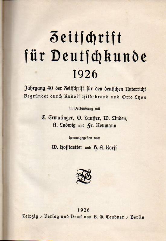 Zeitschrift für Deutschkunde  Jg.40.1926 