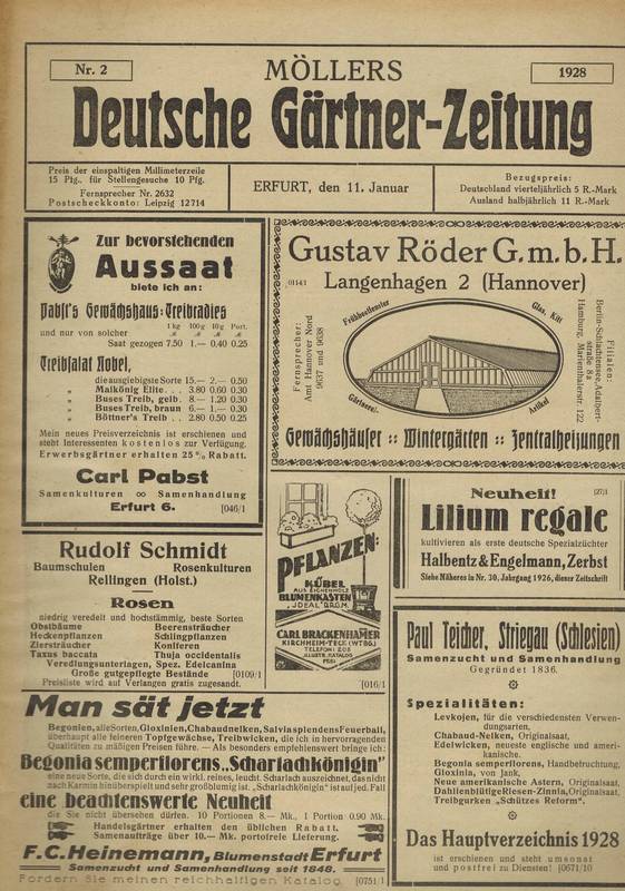 Möllers Deutsche Gärtner-Zeitung  Möllers Deutsche Gärtner-Zeitung 43.Jahrgang 1928, Heft 2 