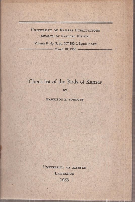 Tordoff,Harrison B.  Check-list of the Birds of Kansas 