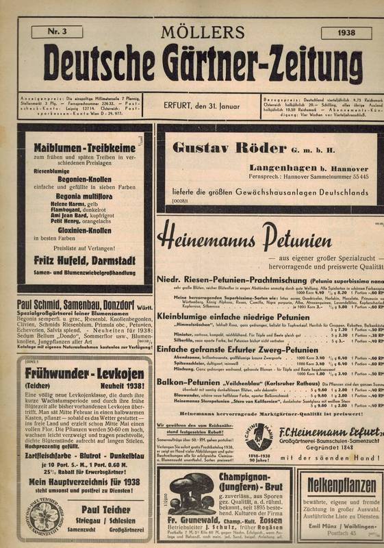 Möllers Deutsche Gärtner-Zeitung  Möllers Deutsche Gärtner-Zeitung 53.Jahrgang 1938, Hefte 1-4 und 6-11 