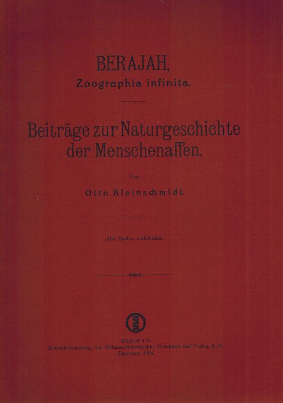 Kleinschmidt,Otto  Beiträge zur Naturgeschichte der Menschenaffen 