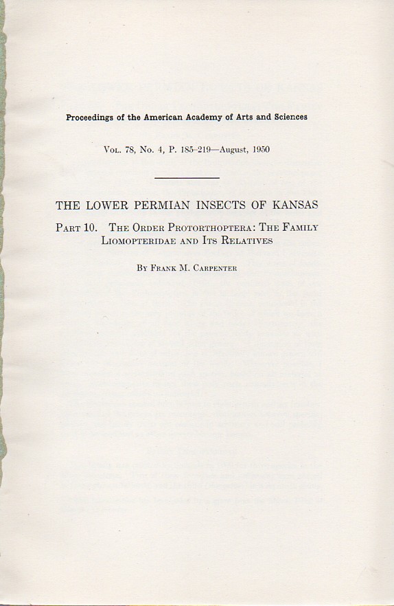 Carpenter,Frank M.  The Lower Permian Insects of Kansas Part 10 