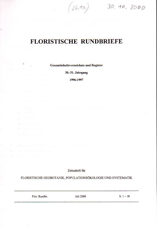 Floristische Rundbriefe  Floristische Rundbriefe 30.-31.Jahrgang 1996-1997 