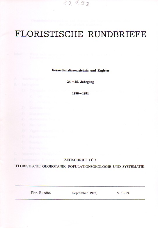 Floristische Rundbriefe  Floristische Rundbriefe 24.-25.Jahrgang 1990-1991 