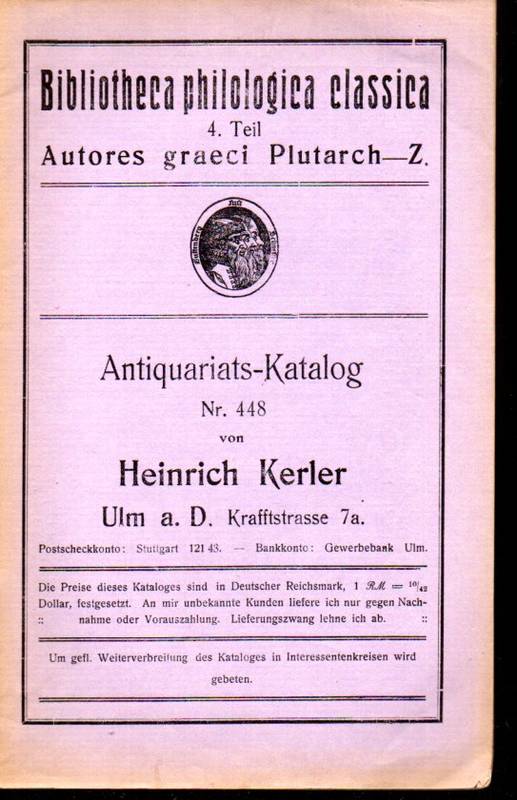 Kerler,Heinrich  Antiquariats-Katalog Nr. 448 
