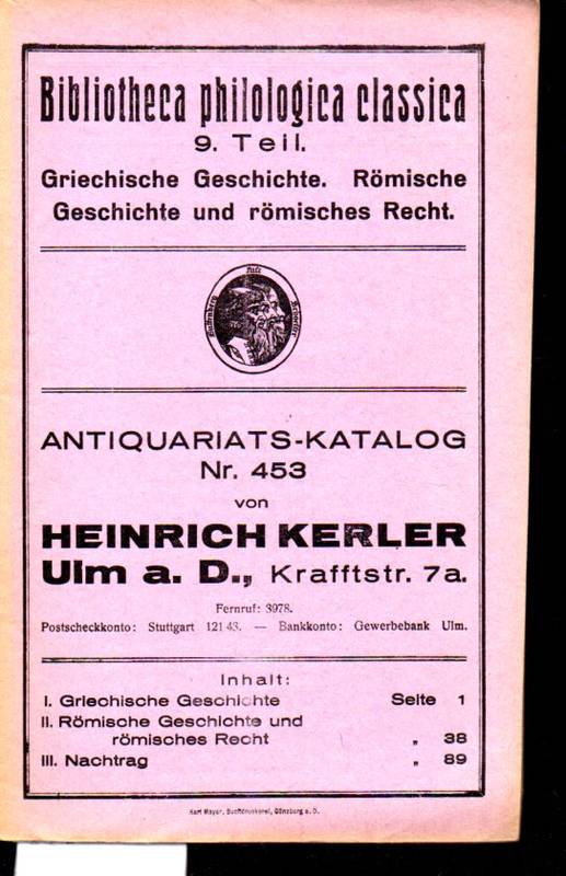 Kerler,Heinrich  Antiquariats-Katalog Nr. 453 