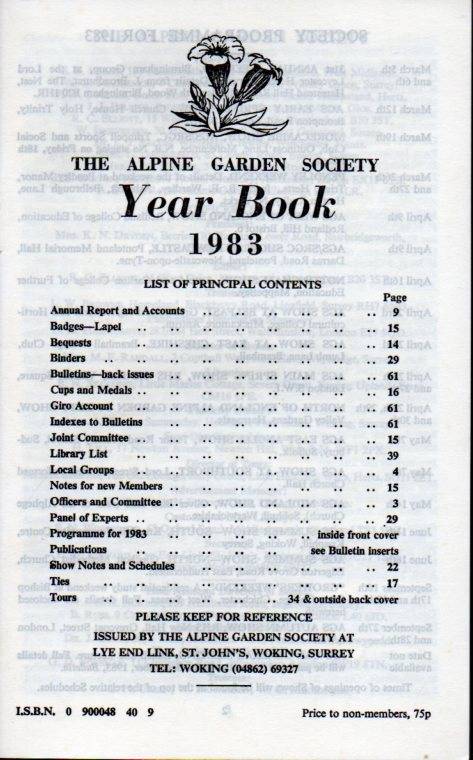 The Alpine Garden Society  Year Book 1983 