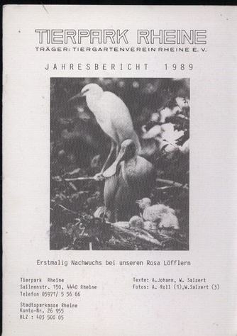 Rheine-Zoo  Tierpark Rheine.Jahresbericht 1989 
