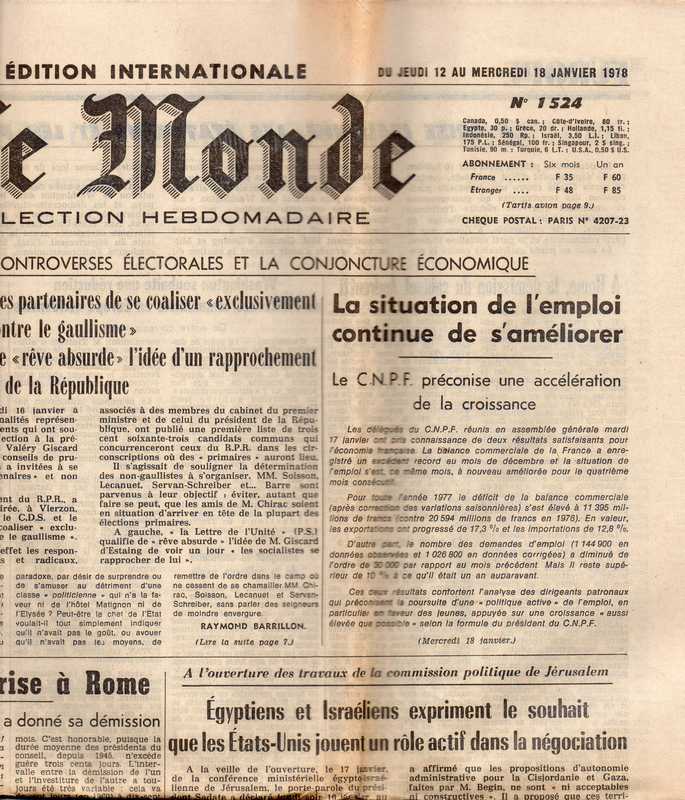 Le Monde  Le Monde Selection Hebdomadaire No. 1524 Du Jeudi 12 au Mercredi 18 