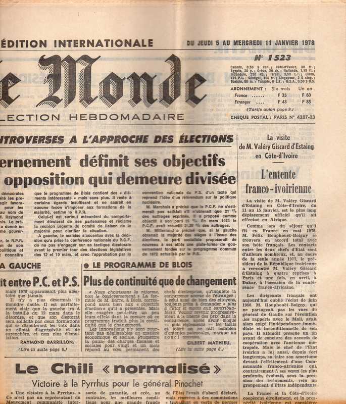 Le Monde  Le Monde Selection Hebdomadaire No. 1523 Du Jeudi 5 au Mercredi 11 