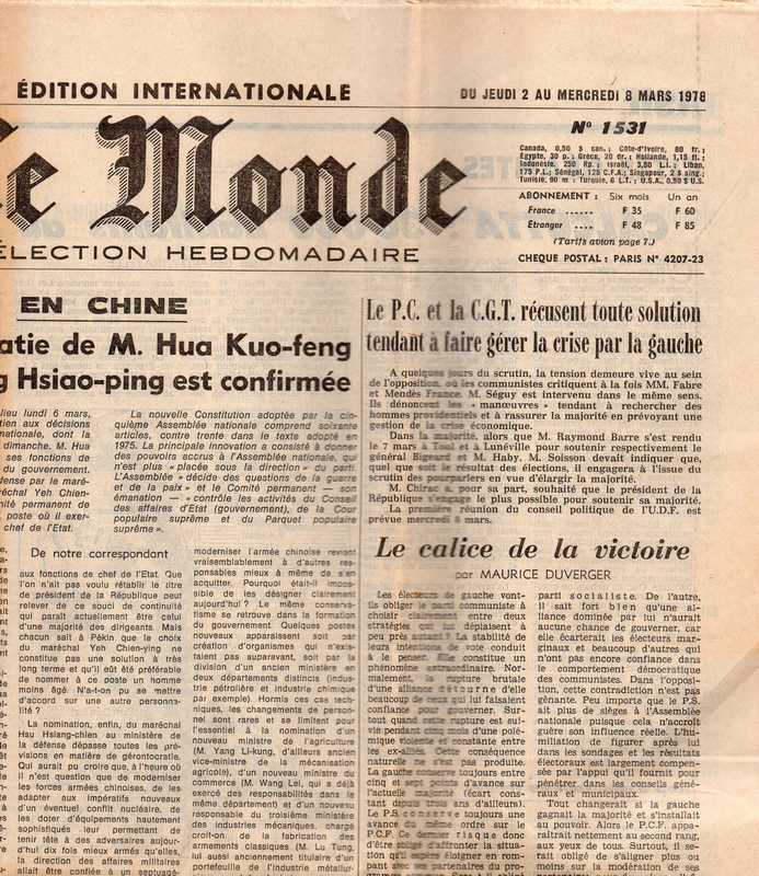 Le Monde  Le Monde Selection Hebdomadaire No. 1531 Du Jeudi 2 au Mercredi 8 